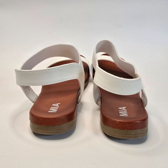 MIA Flat Elastic Strap Sandals Size 8 White Faux Leather Casual Summer Shoes NIB - Picture 5 of 9